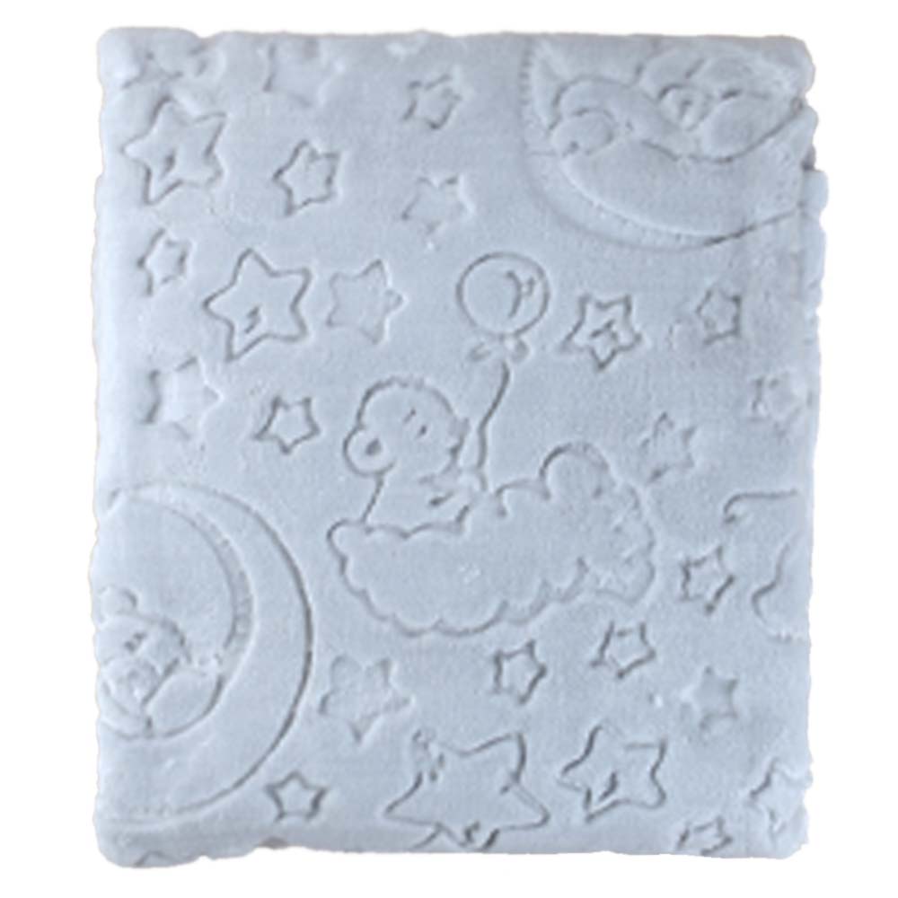 Moon Themed Embossed Plush Baby Blanket Grey - 001.9760