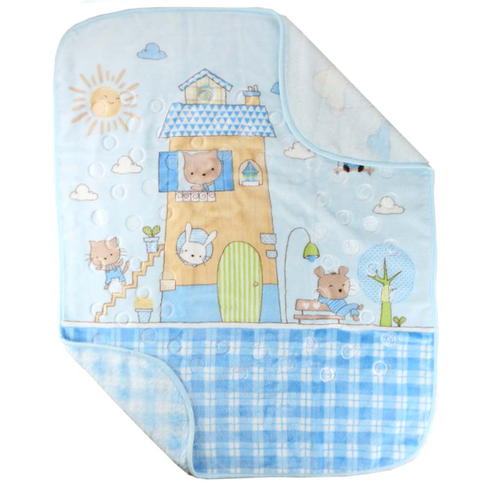 House Themed Embossed Plush Baby Blanket Blue - 001.9761