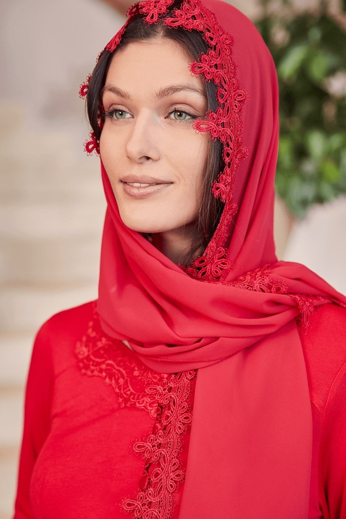 وشاح شيفون أحمر - 0029