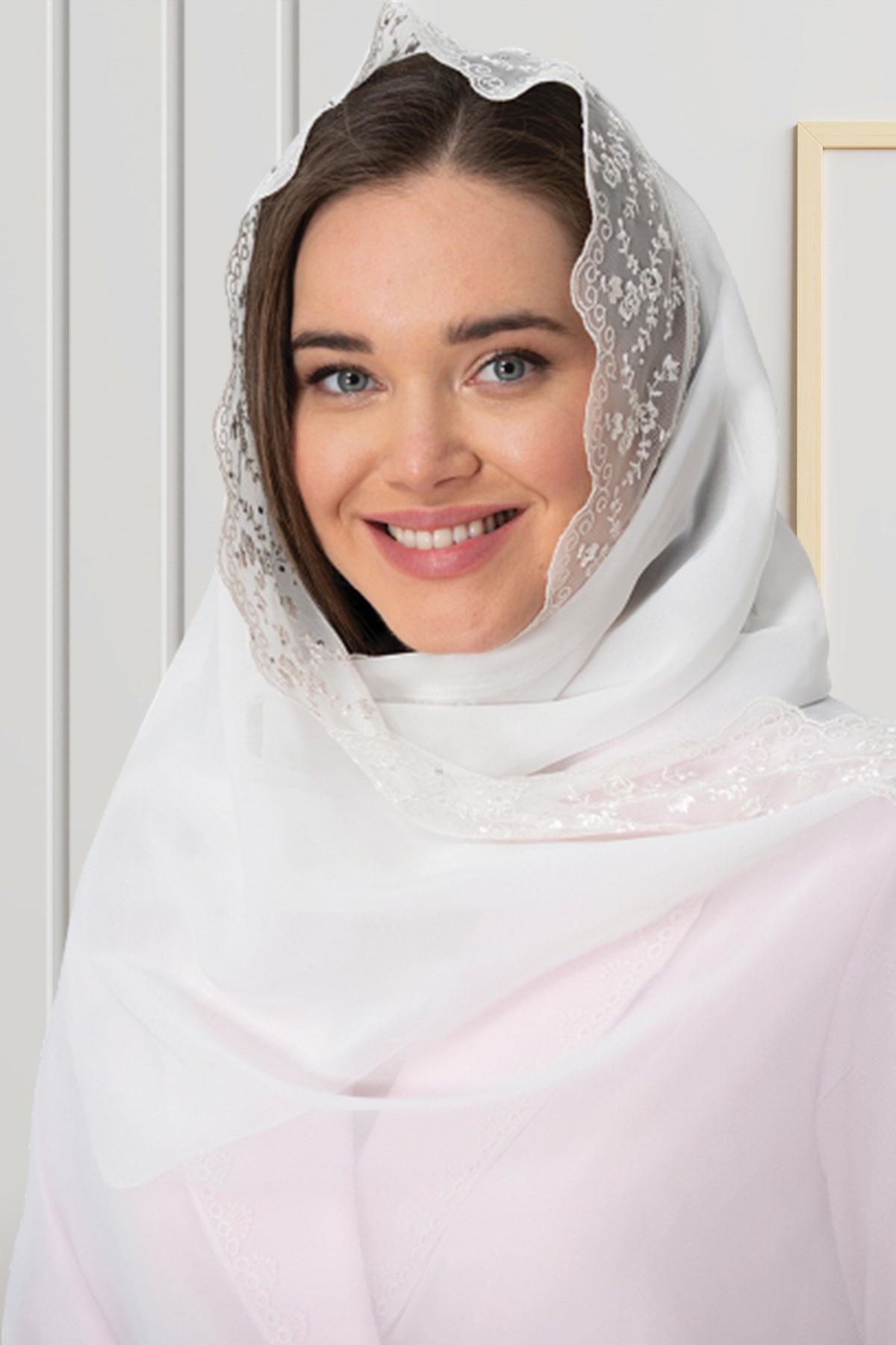 Ecru Chiffon Scarf - 0031