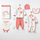Rainbow Themed Hospital Outfit 10-Piece Set Newborn Baby Girls Coral (0-3 Months) - A020.10321