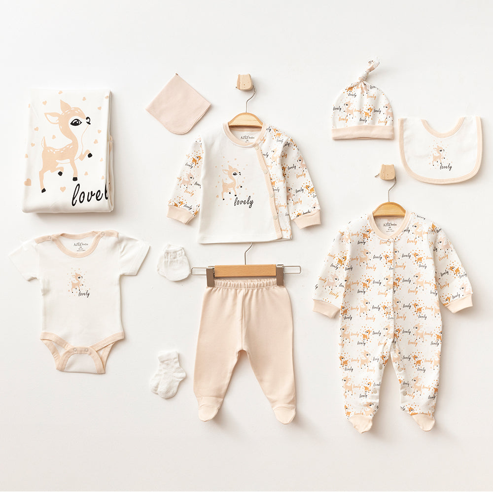 Lovely Themed Hospital Outfit 10-Piece Set Newborn Baby Beige (0-6 Months) - A020.10333