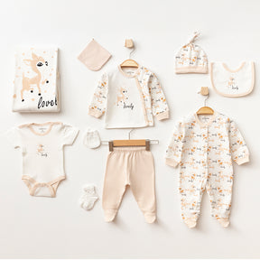 Lovely Themed Hospital Outfit 10-Piece Set Newborn Baby Beige (0-6 Months) - A020.10333