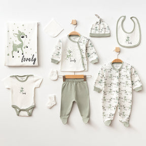 Lovely Themed Hospital Outfit 10-Piece Set Newborn Baby Green (0-6 Months) - A020.10333