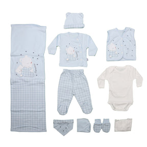 Sleep Bear Themed Hospital Outfit 10-Piece Set Newborn Baby Blue (0-6 Months) -  T023.137