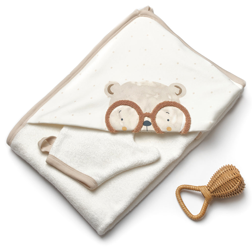 Glasses Themed Dual Baby Towels Ecru - B040.8133