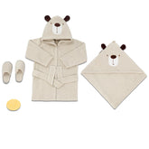 Bear Themed Baby Bathrobe Set Ecru (0-24 Months) - 047.30030.15