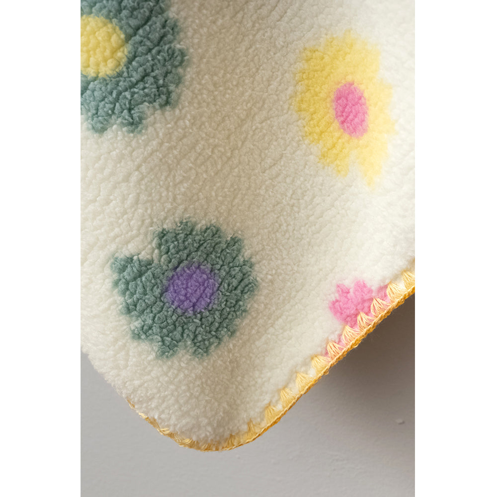 Flowery Themed Welsoft Baby Blanket Ecru - 047.95085.03