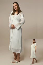 Melange Lace Maternity-Nursing Nightgown & Robe Set - 24510