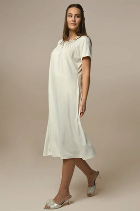 Melange Lace Maternity-Nursing Nightgown & Robe Set - 24510