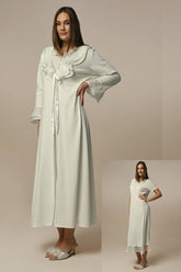 Lace Skirt Maternity-Nursing Nightgown & Robe Set - 24513