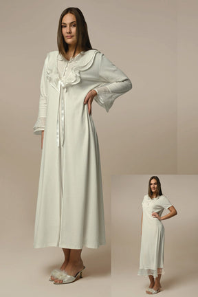 Lace Skirt Maternity-Nursing Nightgown & Robe Set - 24513