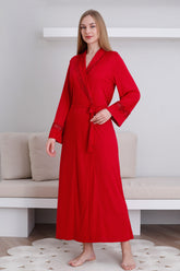 Lace Detailed Maternity Robe Claret Red - 0820