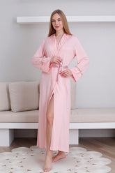 Lace Detailed Maternity Robe Salmon - 0820
