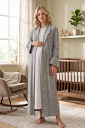 Wrap Maternity Feeding-Friendly Nightgown & Polar Robe Set Grey - L1007