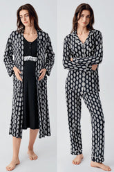 Lacy Patterned 4 Pieces Maternity & Nursing Set Black - 101101