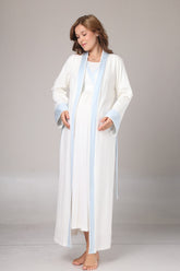 Blue Bias Maternity-Nursing Nightgown & Robe Set Blue - 1017