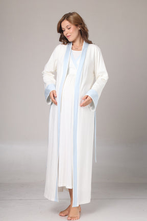 Blue Bias Maternity-Nursing Nightgown & Robe Set Blue - 1017
