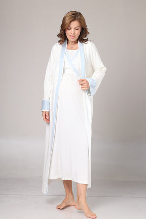 Blue Bias Maternity-Nursing Nightgown & Robe Set Blue - 1017
