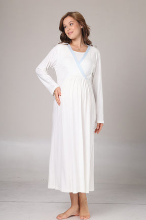 Blue Bias Maternity-Nursing Nightgown & Robe Set Blue - 1017