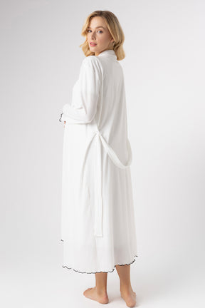 Ribbed Stripe Lace Collar 4-Piece Maternity-Nursing Set Ecru - 1026