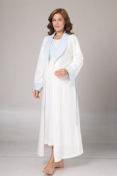 Blue Lacy Maternity-Nursing Nightgown & Jacquard Robe Set Blue - 1024