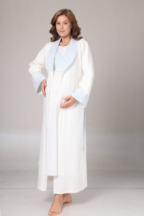 Blue Lacy Maternity-Nursing Nightgown & Jacquard Robe Set Blue - 1024