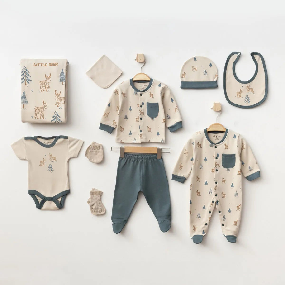 Little Deer Themed Hospital Outfit 10-Piece Set Newborn Baby Beige (0-6 Months) - A020.10329