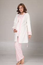 Pink Bias 3-Piece Maternity-Nursing Pajama & Robe Set Pink - 1032