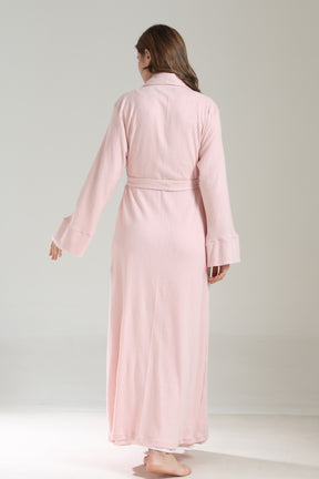 Lacy Panel Maternity-Nursing Nightgown & Ribbed Camisole Robe Set Pink - 1037