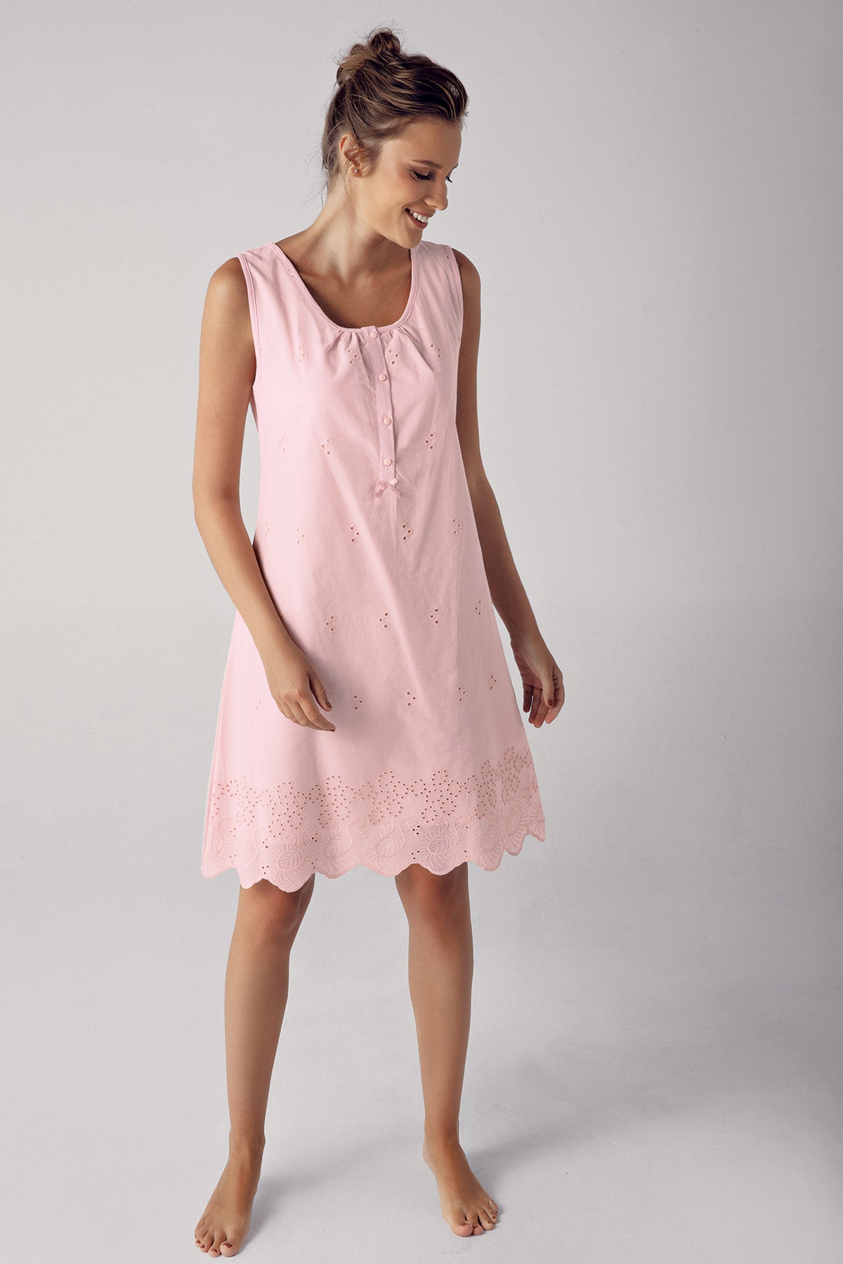 Cotton Weaving Maternity Feeding-Friendly Nightgown & Robe Set Powder - S10402