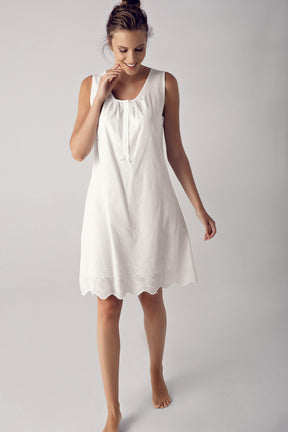 Cotton Weaving Maternity-Nursing Nightgown & Robe Set Ecru - 10402