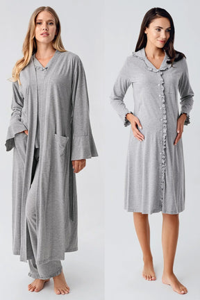 Cotton Melange Flywheel Arm 4-Piece Maternity-Nursing Set Grey - 112112