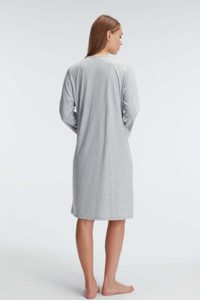 Lace Sleeve Maternity & Nursing Nightgown Grey - 11312
