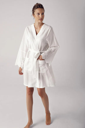 Woven 3-Piece Maternity-Nursing Pajama & Robe Set Ecru - 12311