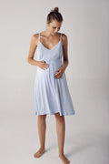 Strappy Maternity & Nursing Nightgown Blue - 13127