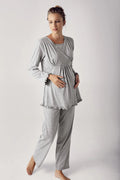 Double Breasted Maternity Feeding-Friendly Pajama Set Grey - S13201