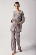 Double Breasted Maternity Feeding-Friendly Pajama Set Coffee - S13201