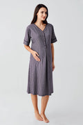 Double Breastfeeding Maternity & Nursing Nightgown Purple - 14128
