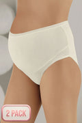2-Pack Over-Bump Full Coverage Cotton Maternity Panties & Briefs Bump Support Panel Ecru - 142