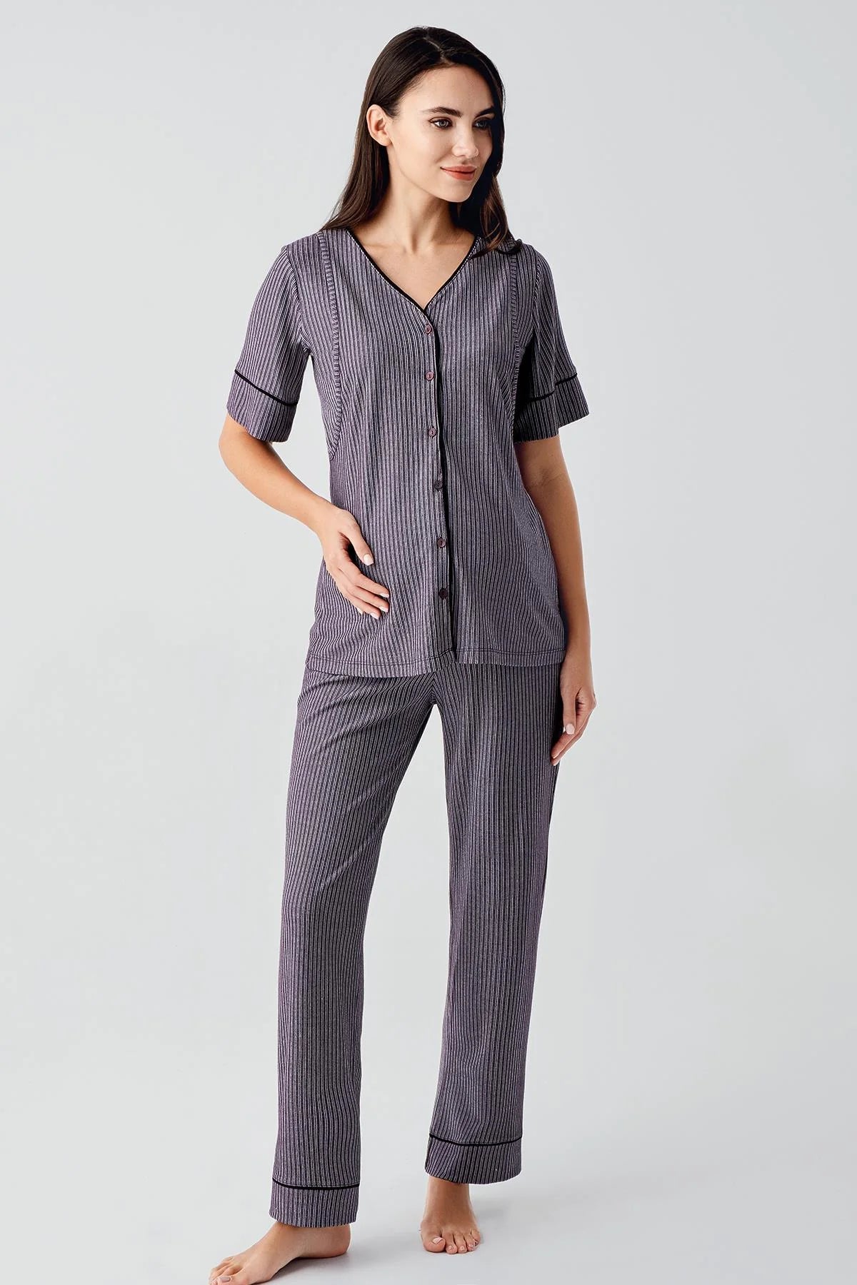 Double Breastfeeding 4-Piece Maternity-Nursing Set Purple - 406209