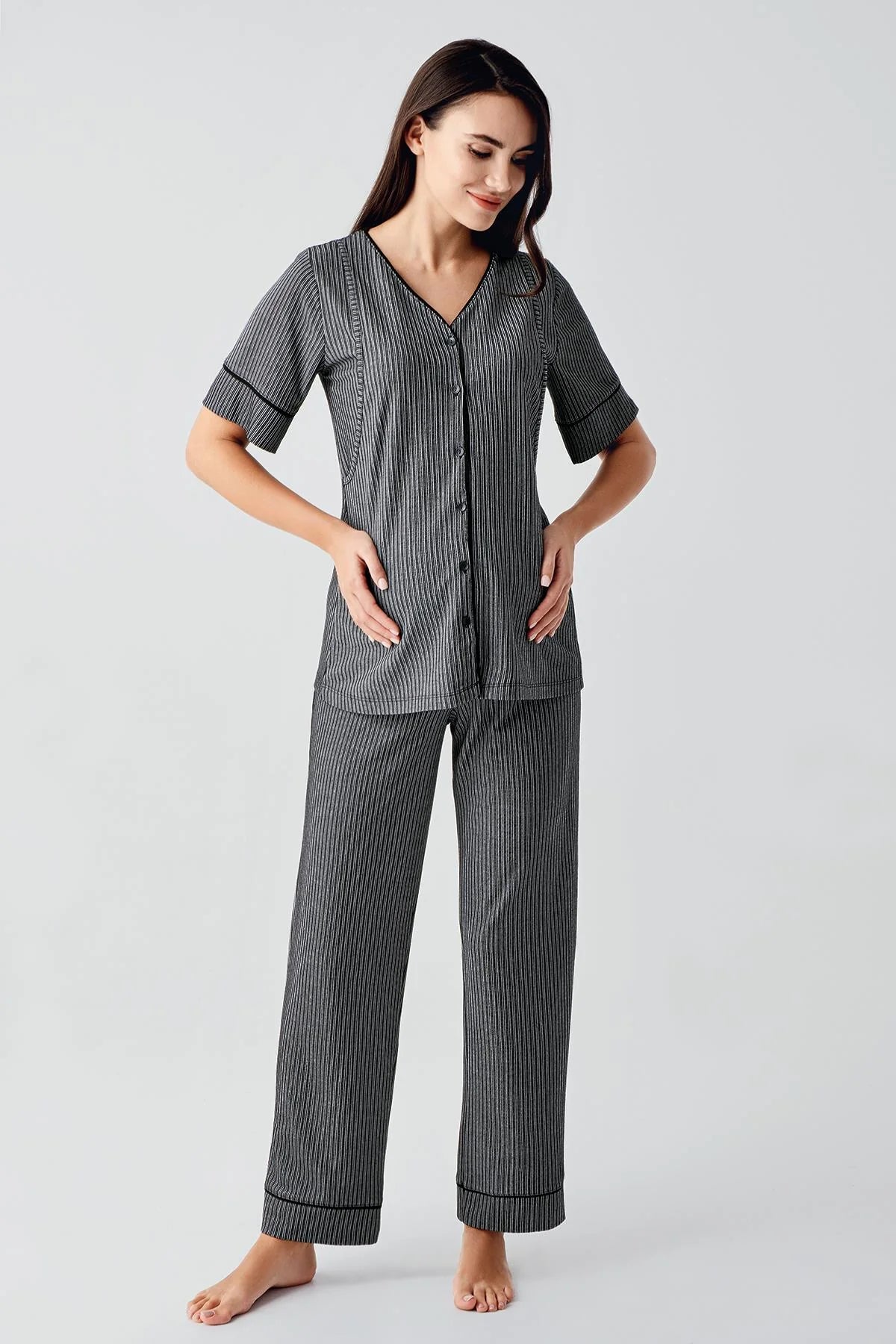 Double Breastfeeding 4-Piece Maternity-Nursing Set Black - 406209