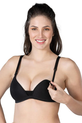 Modal Cotton Padded Nursing Bra Black - 1422