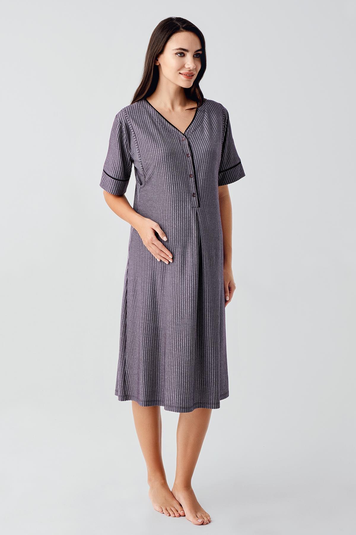 Double Breastfeeding 4-Piece Maternity-Nursing Set Purple - 406209