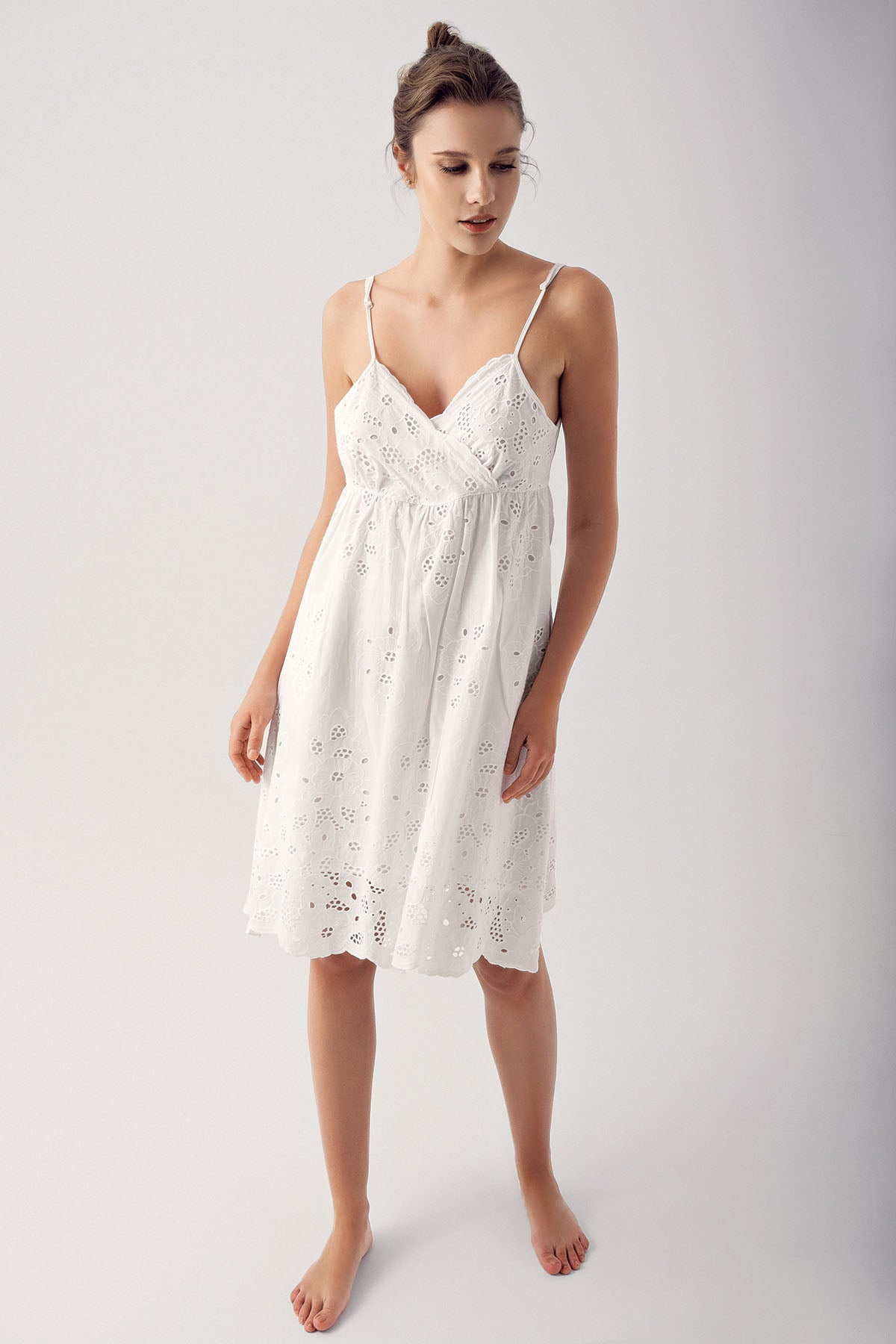 Woven Maternity Feeding-Friendly Nightgown & Robe Set Ecru - S14408