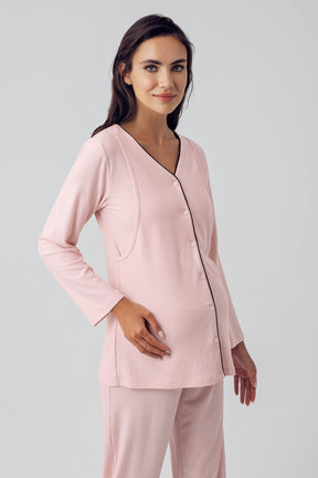 Double Breast Feeding Maternity & Nursing Pajamas Powder - 15207