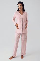 Double Breast Feeding Maternity & Nursing Pajamas Powder - 15207
