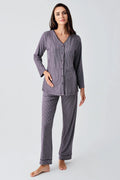 Double Breastfeeding Maternity Feeding-Friendly Pajama Set Purple - S15207