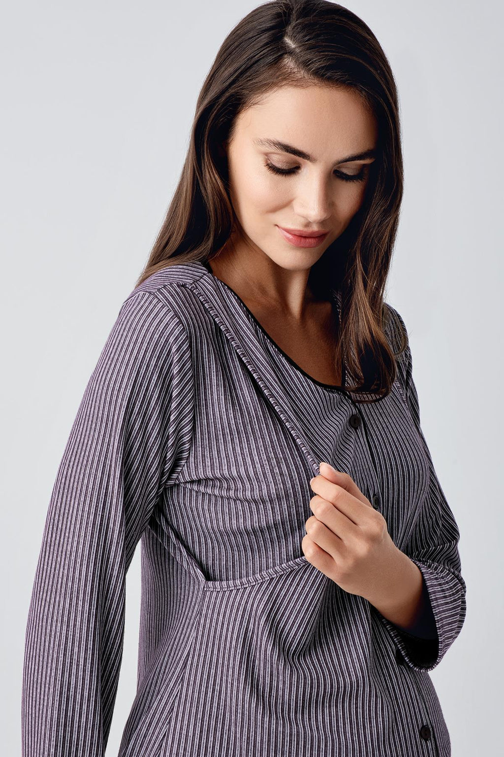 Double Breastfeeding Maternity Feeding-Friendly Pajama Set Purple - S15207