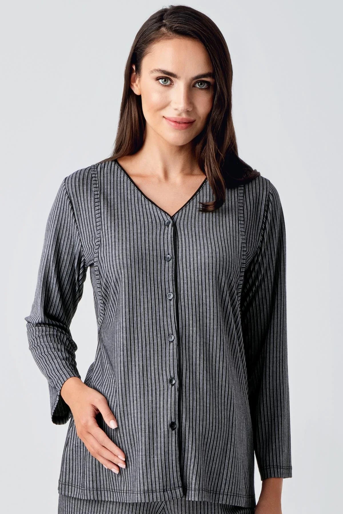 Double Breastfeeding Maternity Feeding-Friendly Pajama Set Black - S15207